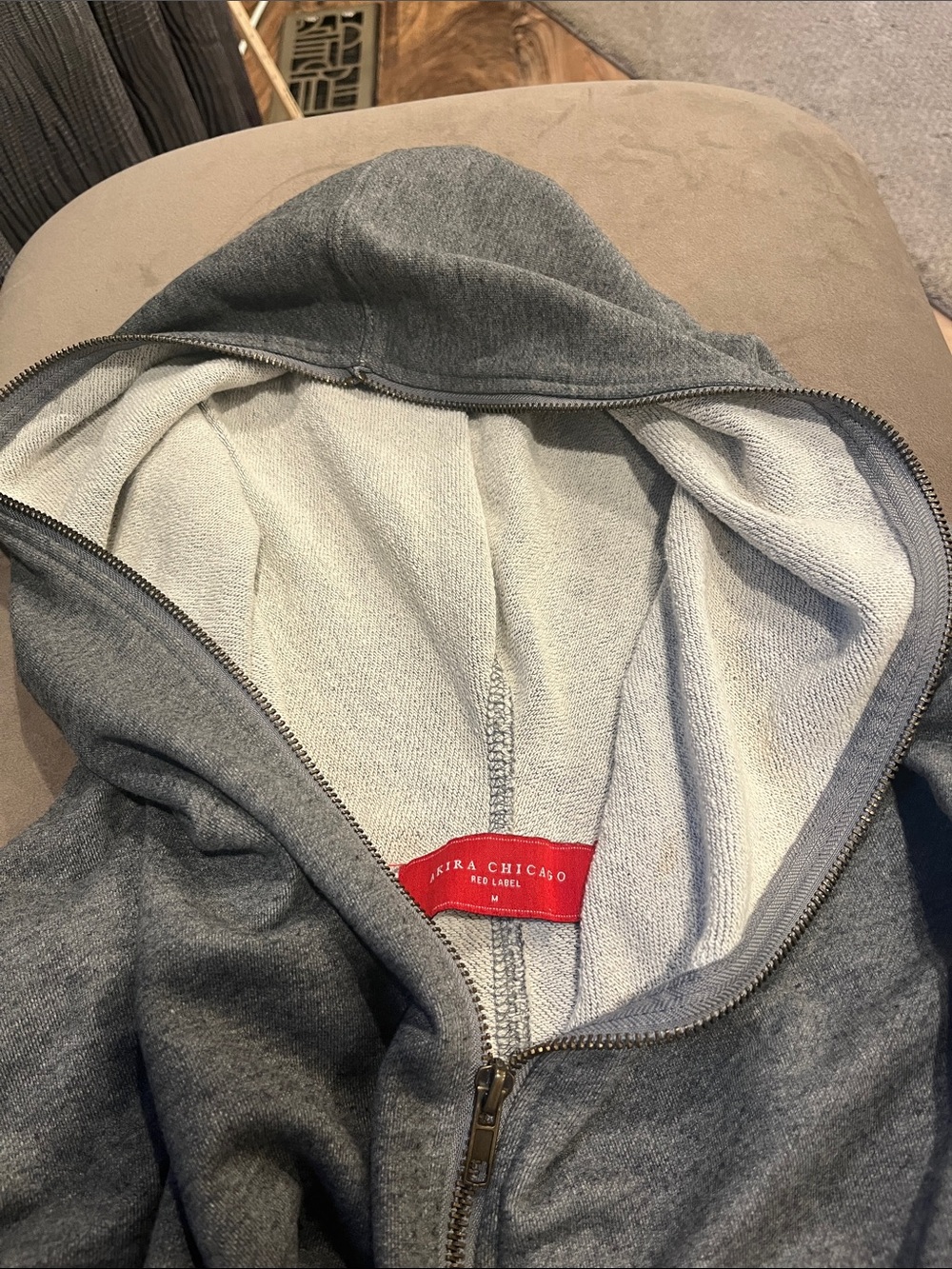 AKIRA Crew Lover Oversized Hooded Zip-Up Sweatshirt with Raw-Edge Trim - Picture 3 of 7